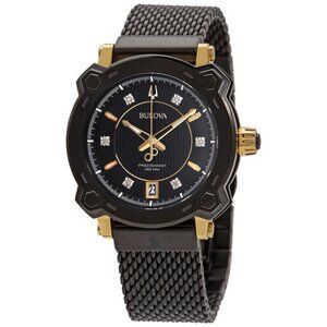 New Bulova Precisionist Grammy Edition Women's Quartz Black IP Watch 38MM 98P173